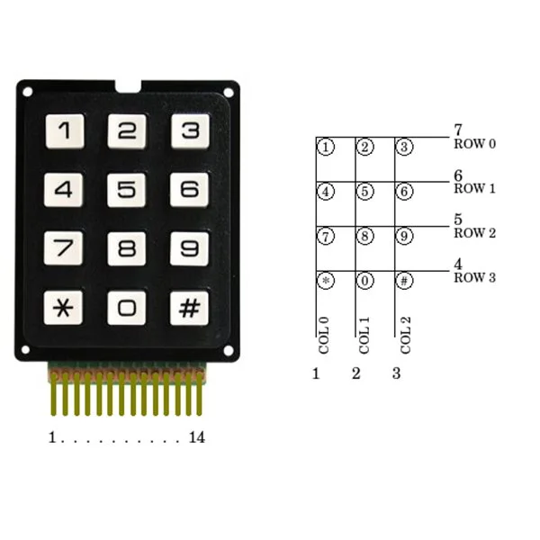 ⁦Keypad 4×3, 12-Key Hard Buttons Keyboard Module⁩ - الصورة ⁦2⁩