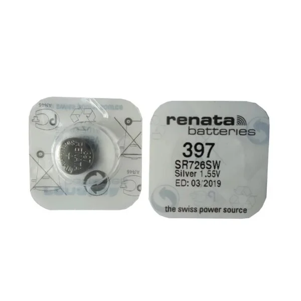 ⁦Renata 397 Battery (SR726SW) Silver Oxide 1.55V – Pack of 10⁩ - الصورة ⁦2⁩