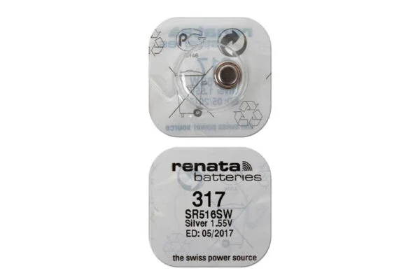 ⁦Renata 317 Battery (SR516SW) Silver Oxide 1.55V – Pack of 10⁩ - الصورة ⁦3⁩