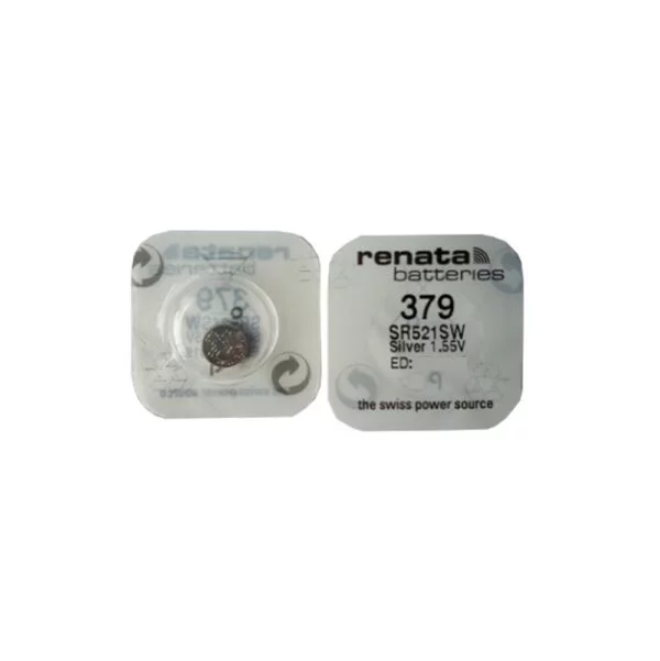 ⁦Renata 379 Battery (SR521SW) Silver Oxide 1.55V – Pack of 10⁩ - الصورة ⁦2⁩