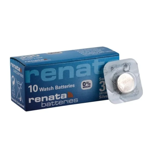 ⁦Renata 390 Battery (SR1130SW) Silver Oxide 1.55V – Pack of 10⁩ - الصورة ⁦3⁩