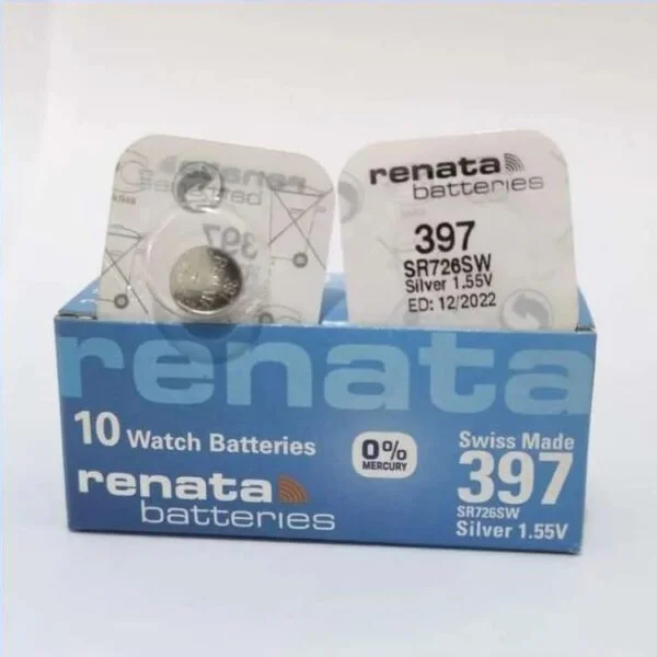 ⁦Renata 397 Battery (SR726SW) Silver Oxide 1.55V – Pack of 10⁩ - الصورة ⁦5⁩