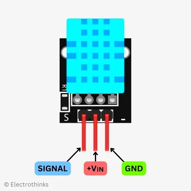 DHT11 Sensor pinout for connections
