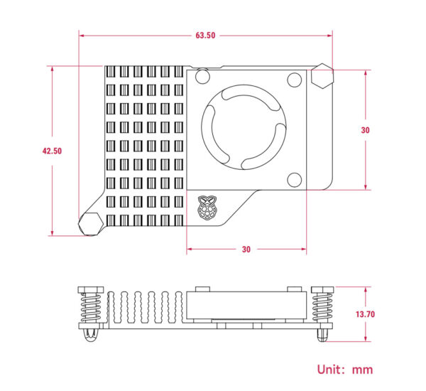 Raspberry Pi Active Cooler Product Dimensions