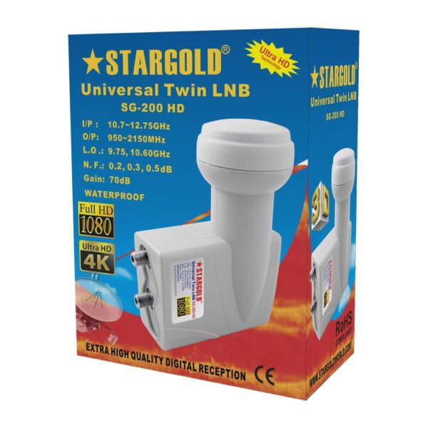 Stargold Twin LNB with 2 Outputs SG-200 Box Official